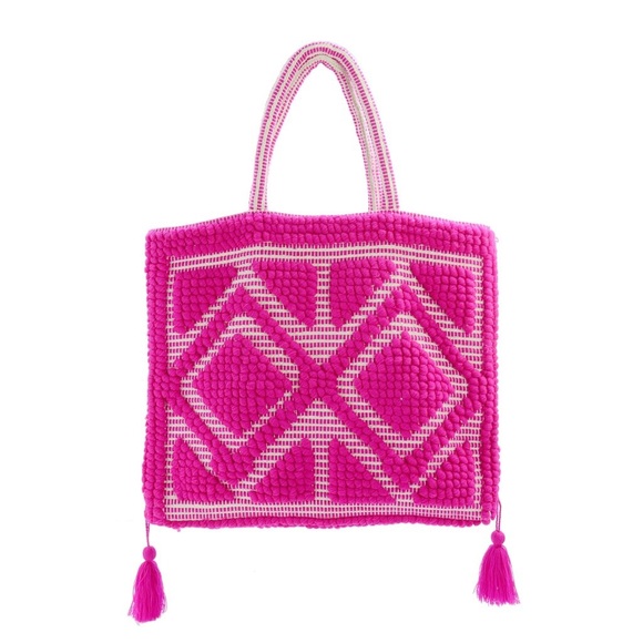Meenu Woven Hot Pink Tote - Picture 1 of 1